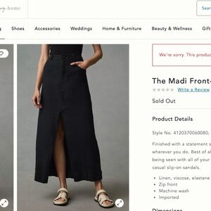 NWT Anthropologie The Madi Front-Slit Skirt by Pilcro